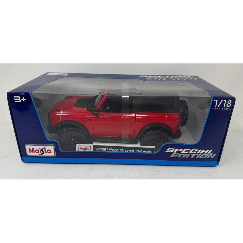 Maisto 2021 Ford Bronco Wildtrak Special Edition 1:18 Diecast Car Red/Black NEW